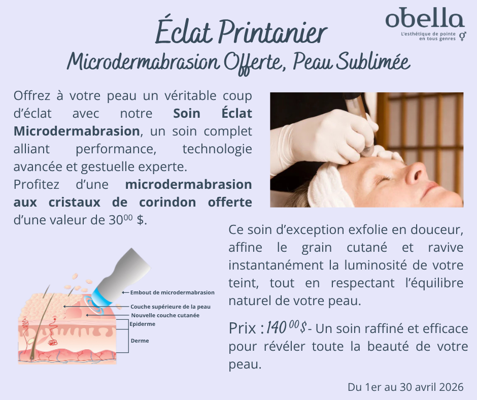 Promotion soin du visage microdermabrasion Avril 2026