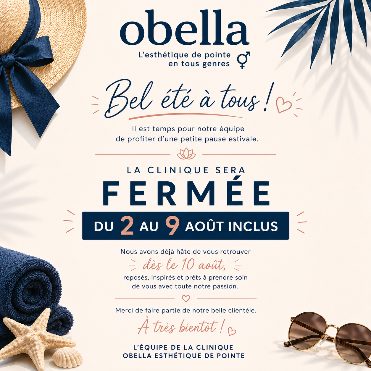 Fermeture du salon du 2 au 9 août 2026