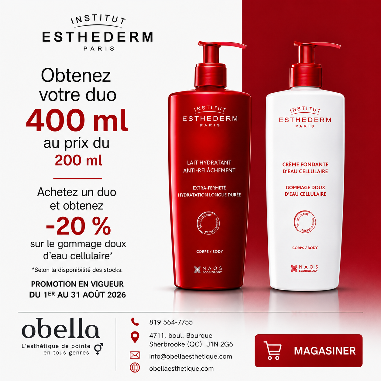 Promotion jumbo corps esthederm Ao&ucirc;t 2026
