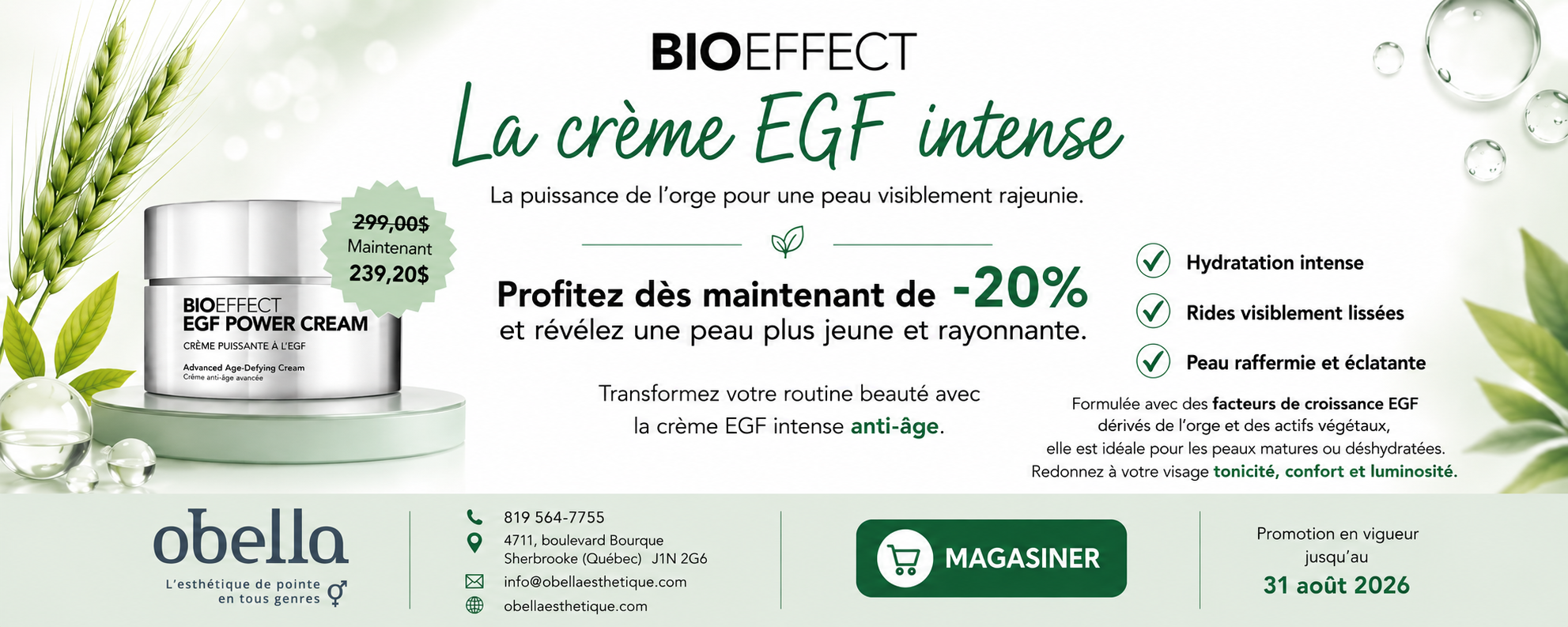 Bioeffect promotion EGF power cream Aout 2026