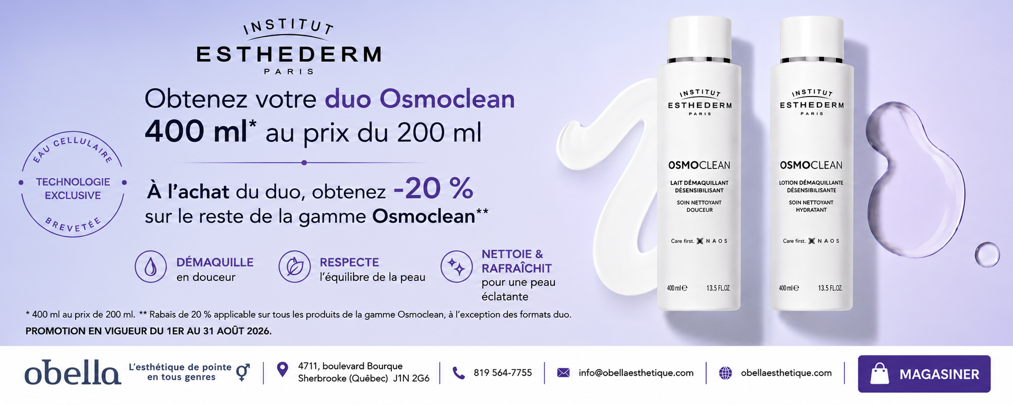 Promotion duo lait-lotion esthederm Ao&ucirc;t 2026 bandeau