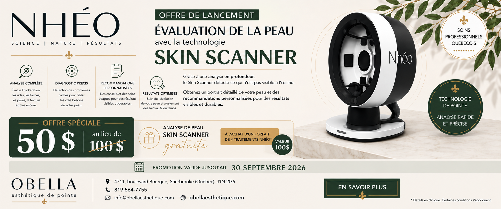 Promotion Nheo Skin scanner Septembre 2026 bandeau