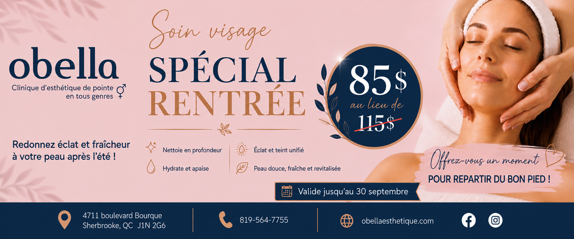 Promotion soin du visage Rentrée 2026 bandeau