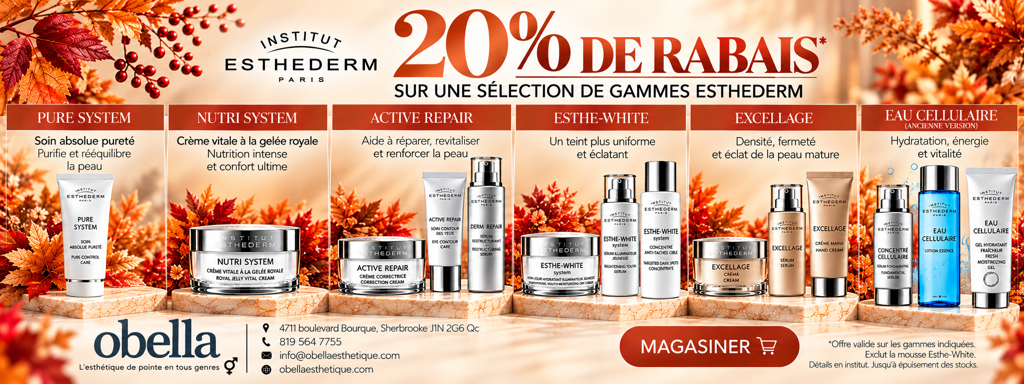 Promotion produits discontinu&eacute;s esthederm 2026